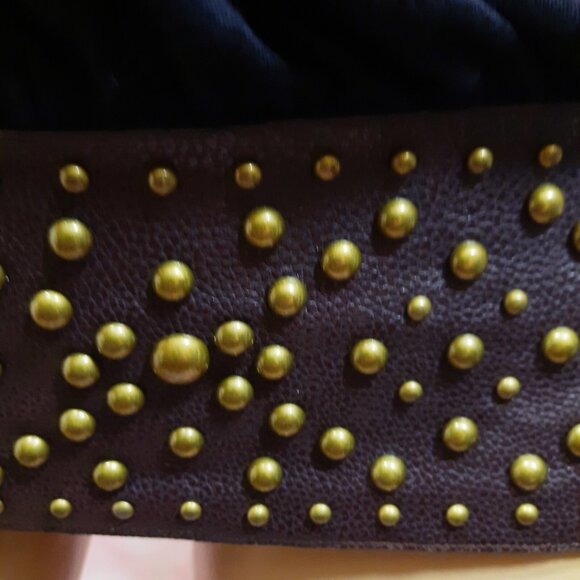 Y2K Studded Top Black Strapless Brown Faux Belt Size XS Goth Grunge Fairy Gyaru - Picture 2 of 8